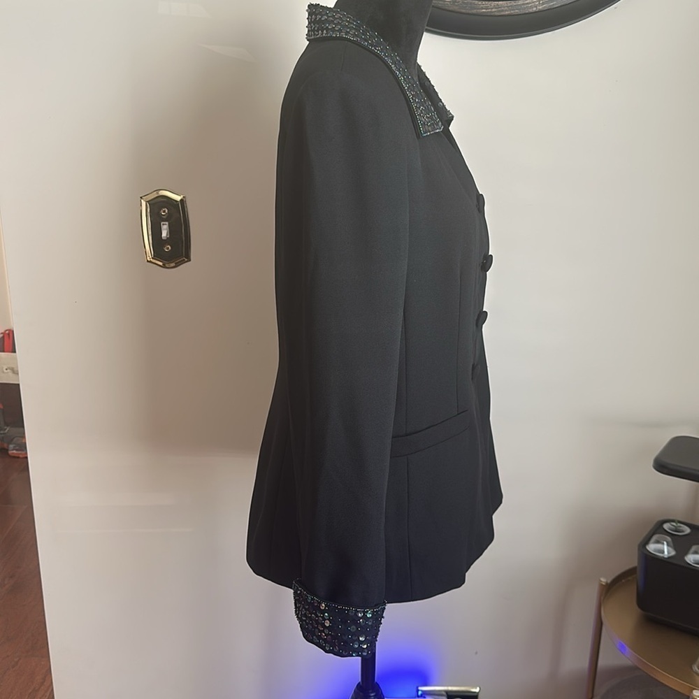 Clio Black Sequin Collar & Cuffs Jacket - Picture 2 of 13